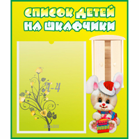 Стенд "Список детей на шкафчики" №11 - «globural.ru» - Краснознаменск