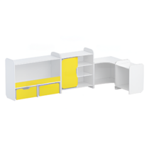 Набор стеллажей для игрушек и пособий "Росток" (белый/желтый) - «globural.ru» - Краснознаменск