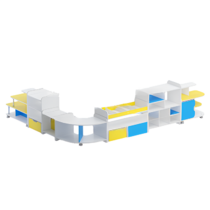 Набор стеллажей для пособий (белый/желтый/синий) - «globural.ru» - Краснознаменск