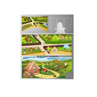 Стенд для сюжетно-ролевых игр 2-х сторонний (Зоопарк, ферма) - «globural.ru» - Краснознаменск