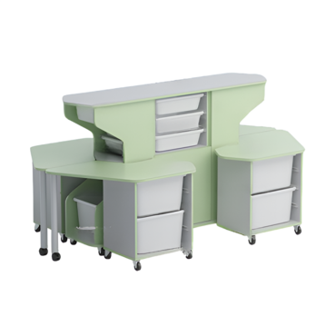 Модуль-стеллаж "Робот-Робик 002" (серый/фисташковый) - «globural.ru» - Краснознаменск