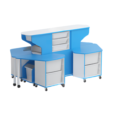 Модуль-стеллаж "Робот-Робик 002" (белый/синий) - «globural.ru» - Краснознаменск